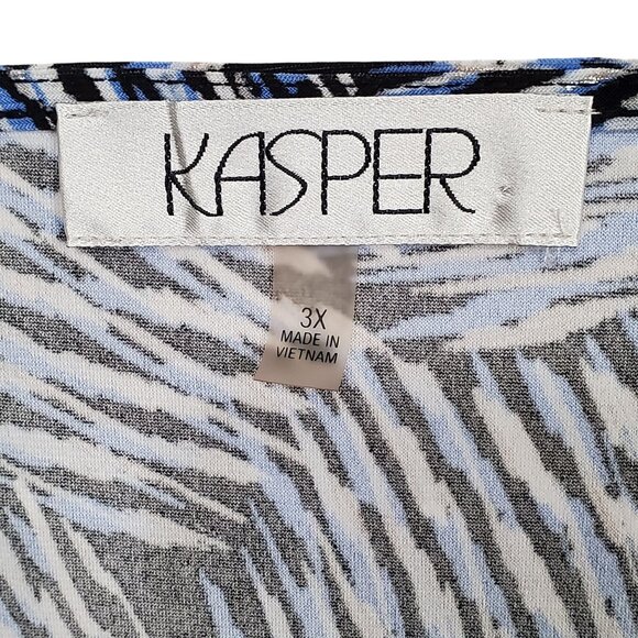 Kasper 3X Blouse Pullover Abstract Swirl Bell Sleeve Stretch Dressy Event Silver - Picture 8 of 13